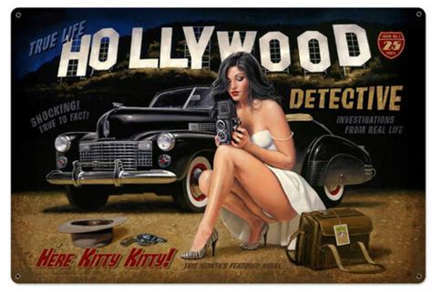 Hollywood Magazine Pin Up Girl Metal Sign 24 X 36 Inches