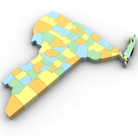 New York Political Map 3d Model Cgtrader