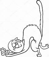 Cartoon Stretching Cat Coloring Stock Illustration Depositphotos Izakowski sketch template
