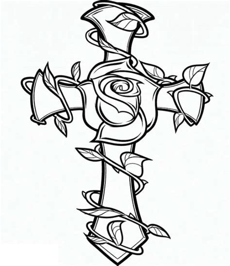 rose cross coloring page coloring book  coloring pages