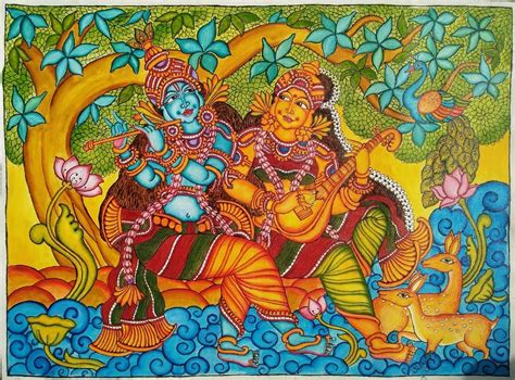 radha krishna  kerala mural painting    international