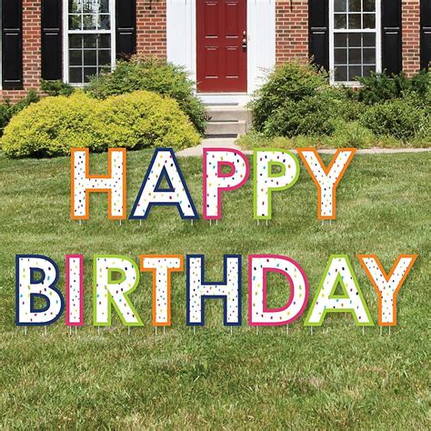 cheerful happy birthday yard sign outdoor lawn decorations colorful