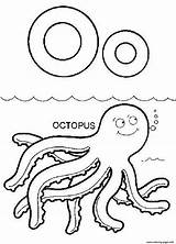 Coloring Pages Octopus Animals Letter Alphabet Preschool Printable Sea Ocean Color Kindergarten Drawing Crafts Sheets Animal Book Realistic Info Kids sketch template