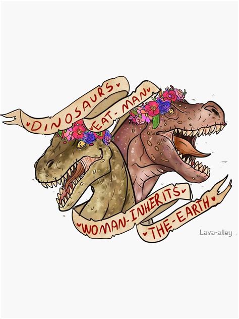 Woman Inherits The Earth Sticker By Lava Alley Redbubble Jurassic