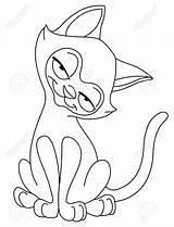 Siamese Cat Coloring Outlined Vector Stock Designlooter Color Pages Cute sketch template
