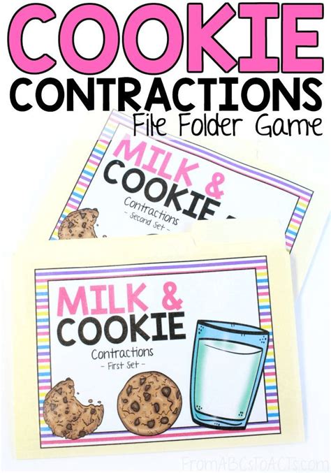 milk and cookie contractions file folder game folder games file