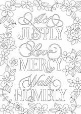 Micah Mercy Bible Justly Verse Humbly sketch template