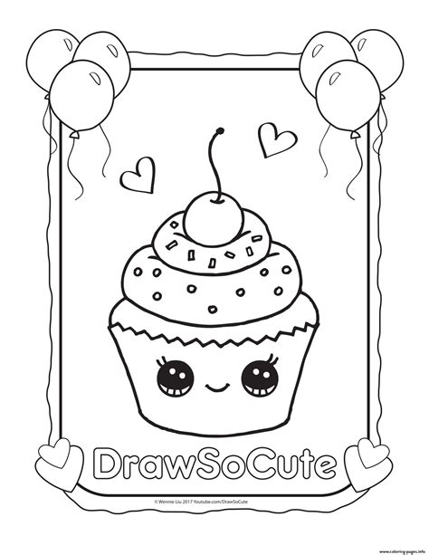cupcake draw  cute coloring page printable