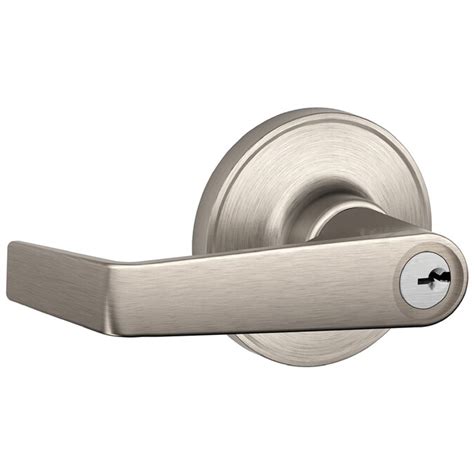 schlage  marin satin nickel reversible keyed entry door handle   door handles department