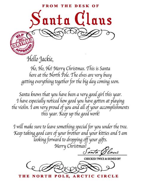 personalized letter  santa santa claus emailed   etsy australia