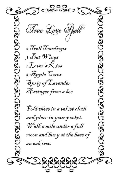 true love spell printable spell witches   craft