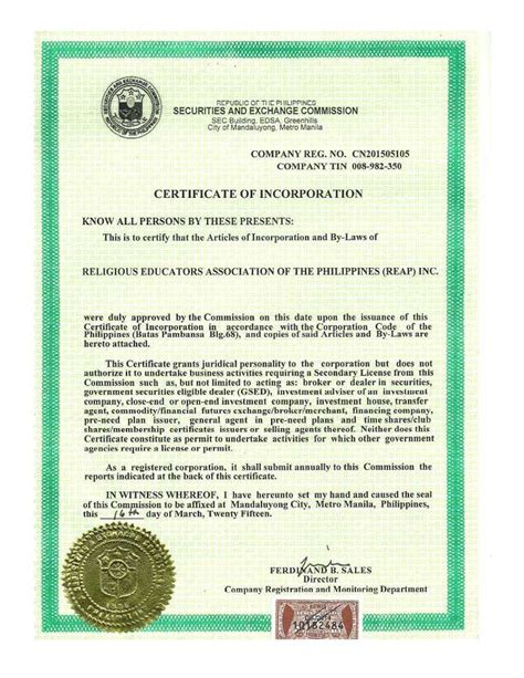 sec registration religious educators association   philippines