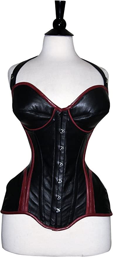 sc868462a hot sexy real leather steel boned strap corset