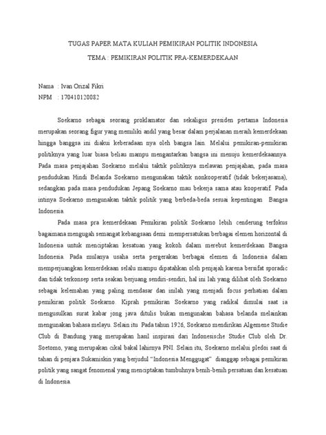 tugas paper mata kuliah pemikiran politik indonesiadoc