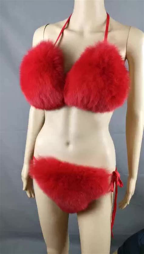 factory direct wholesale fur bikini rabbit fur bikini fur bra bikini