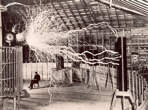 tesla coil experiment  stock image  science photo library
