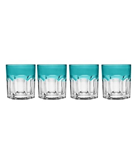 turquoise crystal theo glass set    zulily