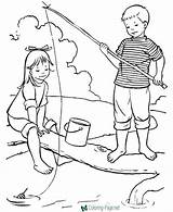 Coloring Pages Fishing Summer Kids Boy Printable Girl Sheets Fish Clipart Catch Sheet Activities Print Holiday Summertime Help Drawings Save sketch template