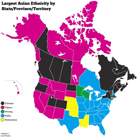 largest asian ethnicity in usa and canada x post r mapporn asianamerican