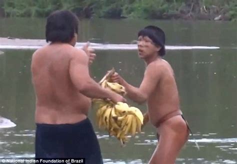 natives from amazonian tribe make contact with the outside world daily mail online