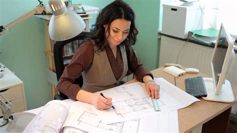 architect woman working   project  stock footage sbv