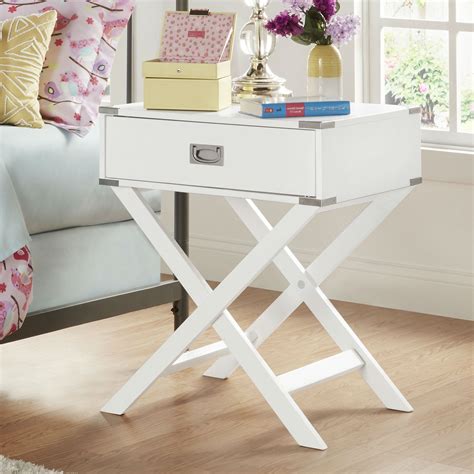 white modern bedroom decor  drawer bedside table nightstand  table