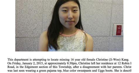christine ji woo kang edgemont high schooler missing