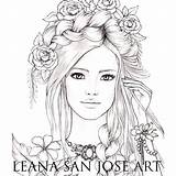 Coloring Grayscale Rosabelle Leana sketch template