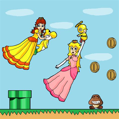 peach and daisy to the rescue by raeqwonart on deviantart