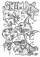 Coloring Pages Ocean Animal Sea Printable Creatures Colouring Kids Adults sketch template