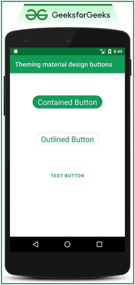 theming material design buttons  android  examples geeksforgeeks