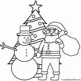 Christmas Coloring Santa Snowman Tree Merry sketch template