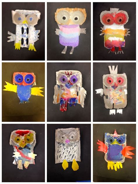 egg carton owls owl crafts class art projects tween crafts