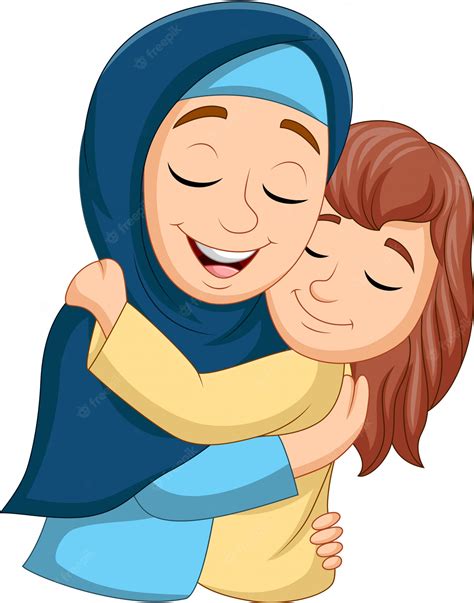 Premium Vector Muslim Mother Hugging Her Daughter
