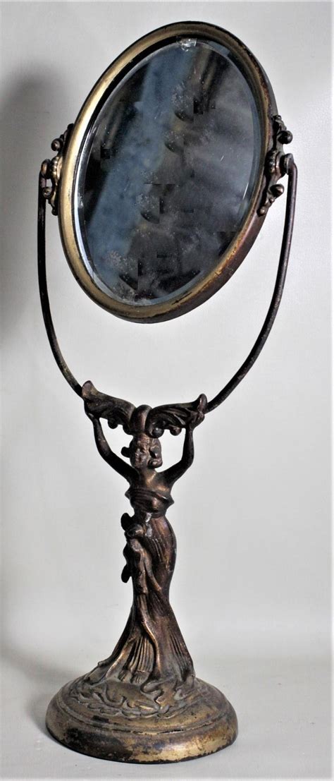 antique art nouveau cast figural metal pedestal ladies dresser or