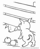 Coloring Farm Pages Animal Pigs Pig Fence Kids Animals Honkingdonkey Dig sketch template