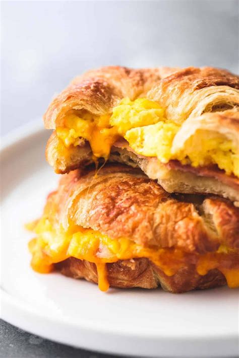 baked croissant breakfast sandwiches   fluffy  cheesy