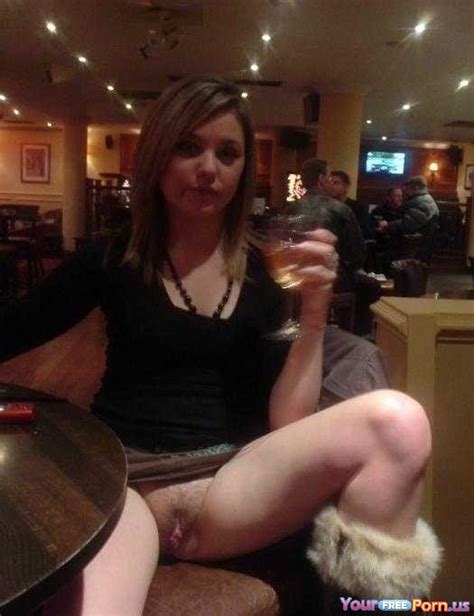 Girl Having A Drink In A Bar Pantyless And Hairy Upskirt Luscious