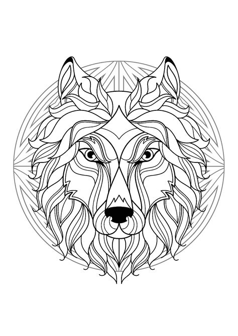 mandala  elegant wolf head  beautiful patterns mandalas adult