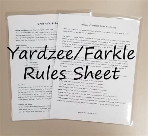 yardzee rules yahtzee rules sheet scorecard double sided dry etsy