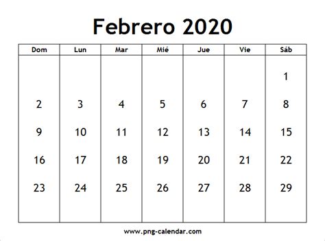 febrero calendario imprimir spanish calendar