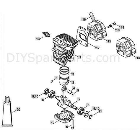 stihl ms  chainsaw msc parts diagram cylinder