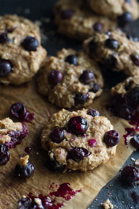 Blueberry Banana Oatmeal Cookies Running With Spoons
