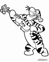 Tigger Pages Coloring Disneyclips Violin Playing sketch template