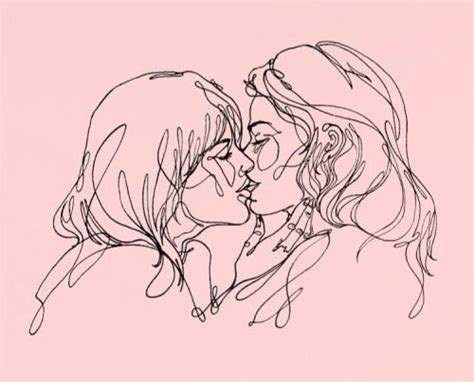 con ti “commissioned by shvrkworld my single line drawing of a kiss redone with two girls