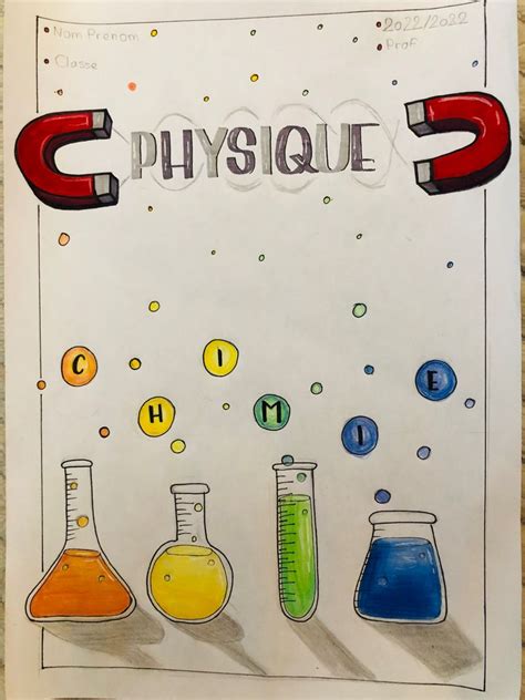 page de garde physique chimie couvertures de cahier pages de garde