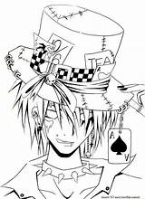Coloring Anime Pages Mad Colouring Adult Evil Sheets Books Hatter Visit Mandala Pencil Drawing Alice sketch template