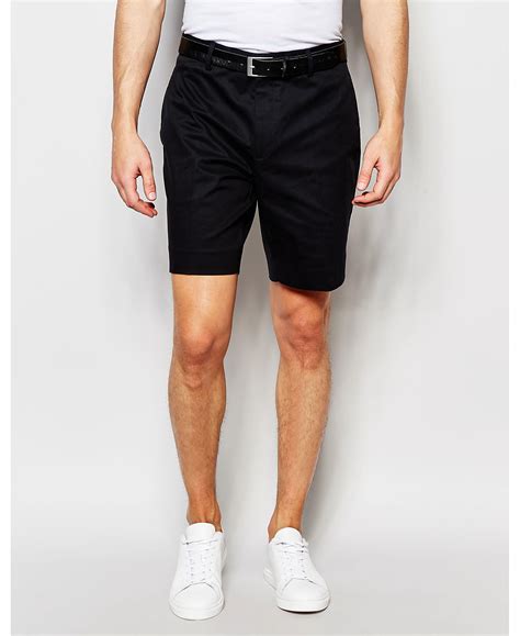 asos skinny smart chino shorts  black  men lyst