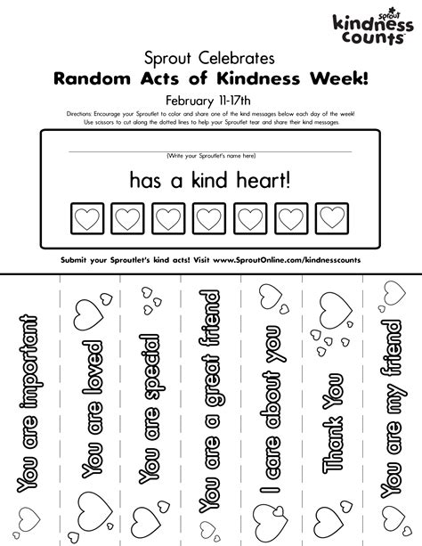 random acts  kindess printable random acts  kindness kindness