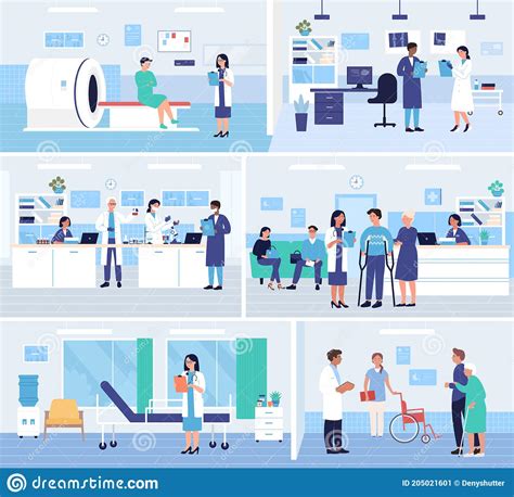 Hospital Medicine Departments Doctor Appointment Set Stock Vector